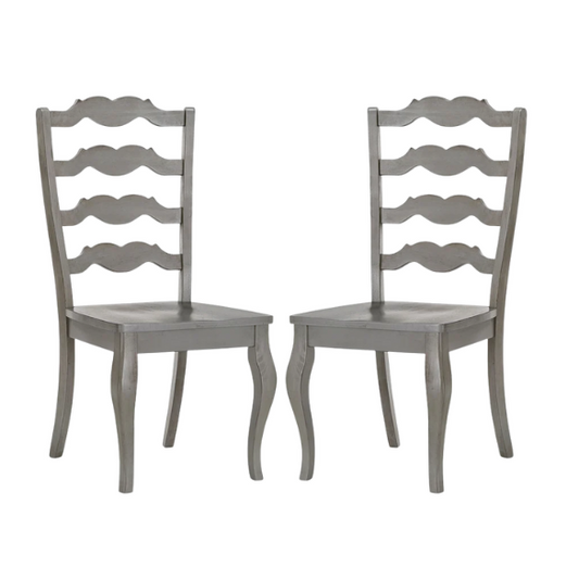 Rustic Ladder Back Solid Wood Dining Chairs (Set of 2) – Farmhouse Style Kitchen or Dining Room Seating