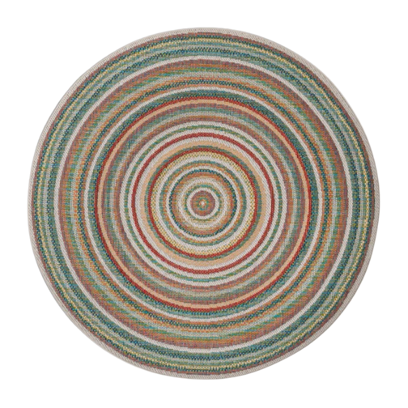 Coastal-Inspired Geometric Rug – Fade & Stain-Resistant, Green & Orange Pattern, Ideal for Indoor/Outdoor Use