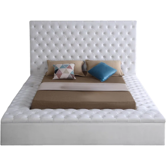 Elegant Velvet Upholstered King Size Platform Storage Bed with Tufted Headboard and Slats