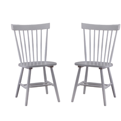 Farmhouse Spindle Back Dining Chairs – Set of 2, Solid Rubberwood