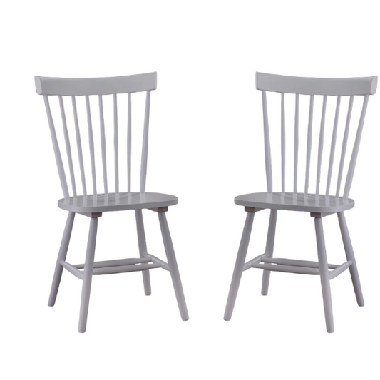Farmhouse Spindle Back Dining Chairs – Set of 2, Solid Rubberwood