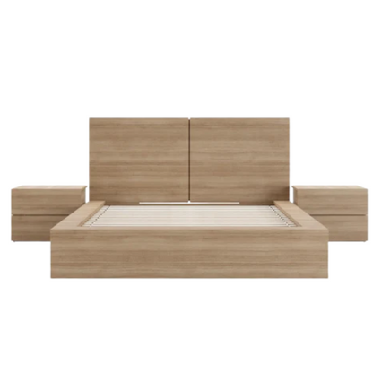 Modern 4-Piece Queen Bedroom Set with Platform Bed, Headboard, and 2 Drawer Nightstands