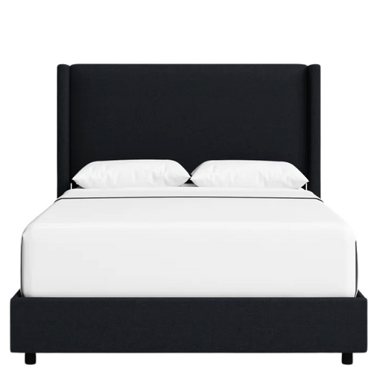 Cozy and Sleek Modern Queen Size Upholstered Wingback Bed