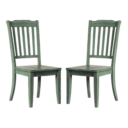 Slat-Back Solid Wood Dining Chairs – Set of 2 Farmhouse Kitchen or Dining Room Chairs