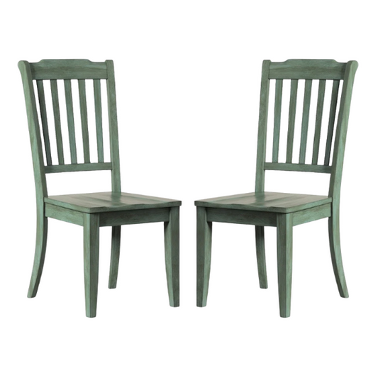 Slat-Back Solid Wood Dining Chairs – Set of 2 Farmhouse Kitchen or Dining Room Chairs