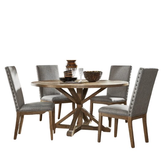 Modern Fabric and Wood Dining Set – Where Elegance Meets Comfort and Style