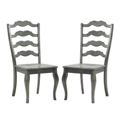 Rustic Ladder Back Solid Wood Dining Chairs (Set of 2) – Farmhouse Style Kitchen or Dining Room Seating