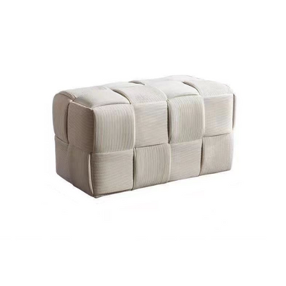 Modern White Velvet Cube Ottoman for Extra Seating and Footrest