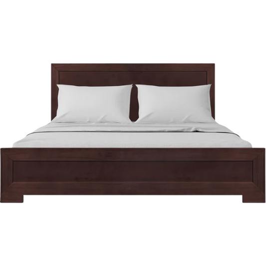Neutral-Colored Solid Wood Queen Size Low Profile Platform Bed