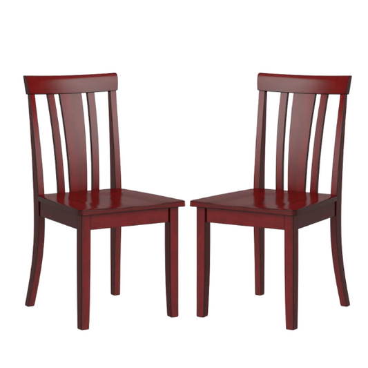 Set of 2 Farmhouse Slat Back Wooden Dining Side Chairs – Solid Wood, Rustic Kitchen or Dining Room Seating