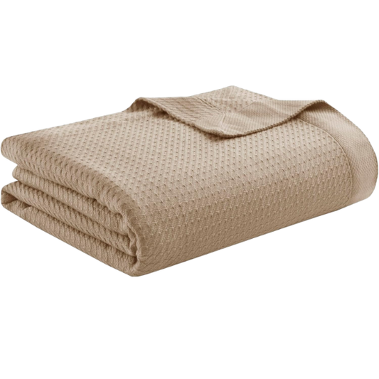 Khaki Egyptian Cotton Quilted Blanket – Soft, Breathable & All-Season Luxury Comfort