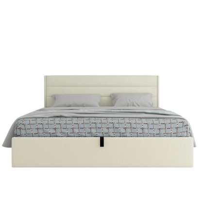 Elegant Hydraulic Lift Upholstered Storage Bed with Wingback Headboard, Velvet Fabric, Button-Tufted Detailing, and Ample Under-Bed Storage for Bedding and Seasonal Items