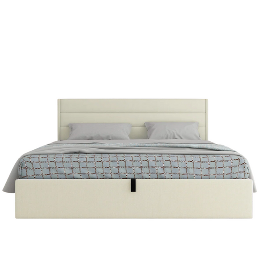 Elegant Hydraulic Lift Upholstered Storage Bed with Wingback Headboard, Velvet Fabric, Button-Tufted Detailing, and Ample Under-Bed Storage for Bedding and Seasonal Items