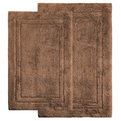 Brown Cotton 2-Piece Bath Rug Set – Plush, Non-Slip, Highly Absorbent Rugs (20" x 30" & 24" x 36")