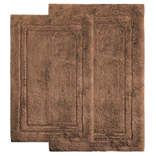Brown Cotton 2-Piece Bath Rug Set – Plush, Non-Slip, Highly Absorbent Rugs (20" x 30" & 24" x 36")