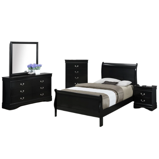 Elegant Polish Wooden Louis Philippe Style 5-Piece Full Double Size Bedroom Set – Timeless Design with Classic Charm and Luxurious Craftsmanship