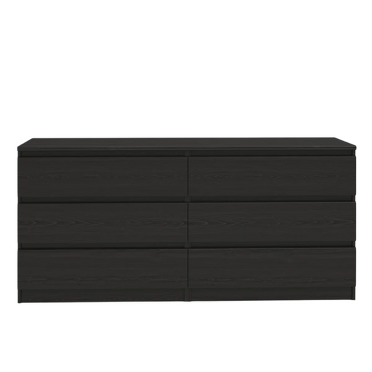Versatile 60.5" 6-Drawer Double Dresser with Smooth Metal Glides and Clean-Lined Silhouette