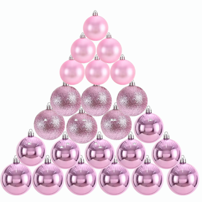 Pink Christmas Ball Ornaments – 24-Piece Set, Shatterproof Holiday Decorations (Available in 3 cm, 4 cm, and 6 cm)