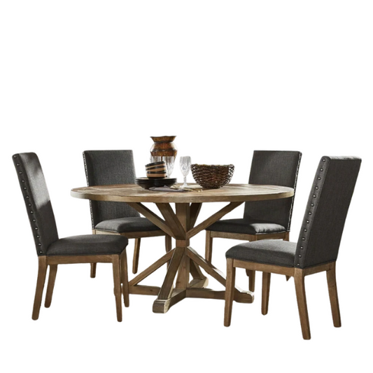 Modern Fabric and Wood Dining Set – Where Elegance Meets Comfort and Style