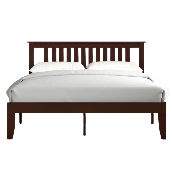 Durable Solid Wood Slat Bed – Full/Double Size with Timeless Design and Sturdy Construction