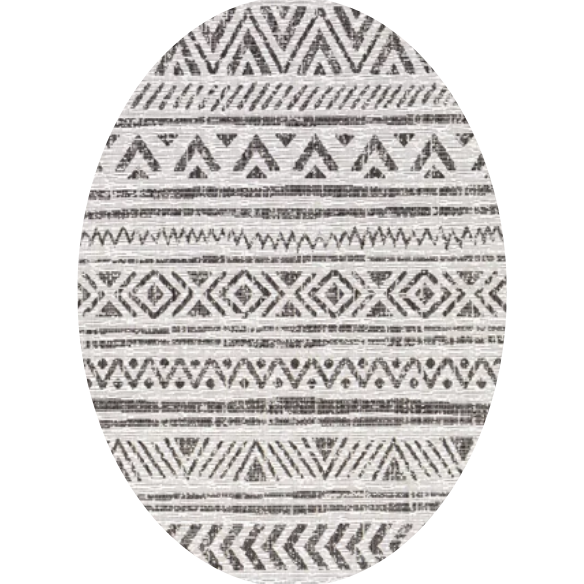 Striped Geometric Area Rug – Charcoal & Off-White, Durable Polypropylene, Low-Pile Design for High-Traffic Indoor/Outdoor Spaces