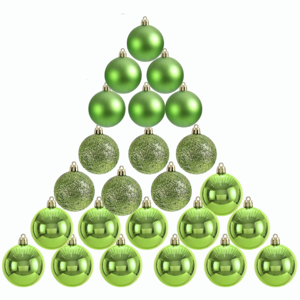 Green Christmas Ball Ornaments – 24-Piece Set, Shatterproof Holiday Decorations (Available in 3 cm, 4 cm, and 6 cm)