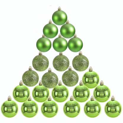 Green Christmas Ball Ornaments – 24-Piece Set, Shatterproof Holiday Decorations (Available in 3 cm, 4 cm, and 6 cm)