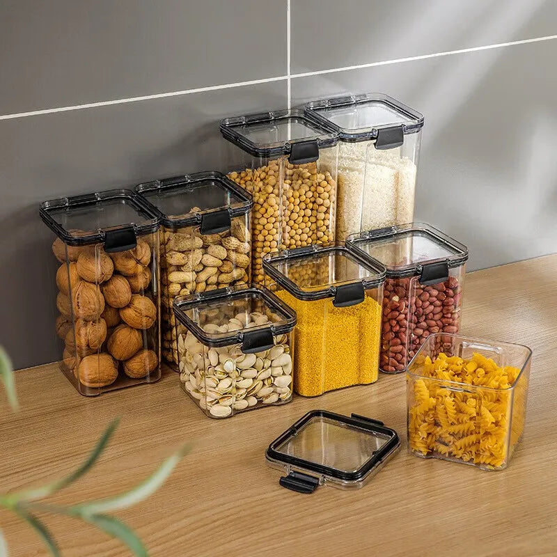 1Pc Clear Food Storage Box,Food Storage Container with Lid, Plastic Kitchen and Pantry Organization Canisters