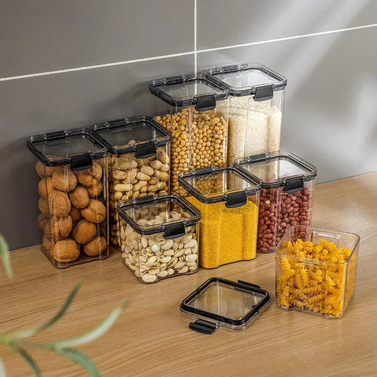 1Pc Clear Food Storage Box,Food Storage Container with Lid, Plastic Kitchen and Pantry Organization Canisters