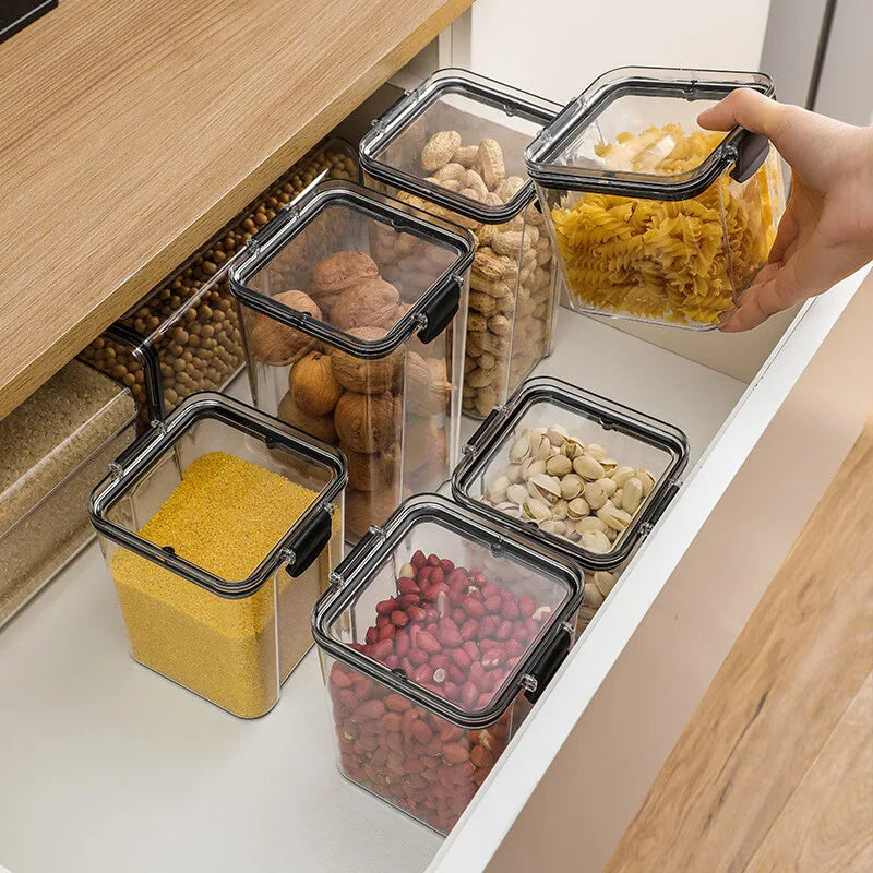 1Pc Clear Food Storage Box,Food Storage Container with Lid, Plastic Kitchen and Pantry Organization Canisters