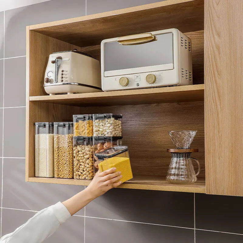 1Pc Clear Food Storage Box,Food Storage Container with Lid, Plastic Kitchen and Pantry Organization Canisters