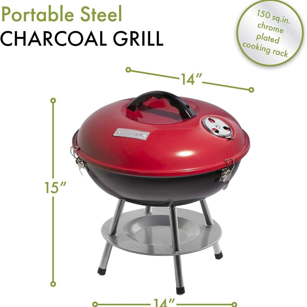 1Pc Portable BBQ Grill Charcoal Grill Portable BBQ Grill Kettle Outdoor Grills Smokers for Patio Backyard Barbecue Camping Oven