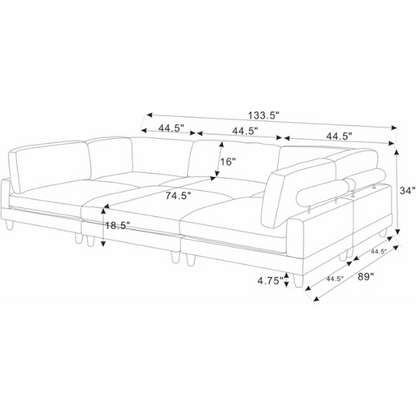 6-Piece Slipcovered Corduroy Sectional with Ottoman – Spacious, Customizable L-Shaped Design, Premium Upholstery, and Tapered Wooden Feet