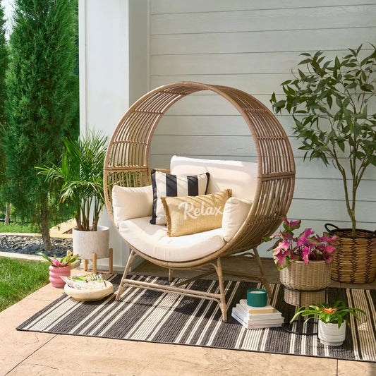 2024 New Bellamy round Wicker Outdoor Egg Chair, Beige