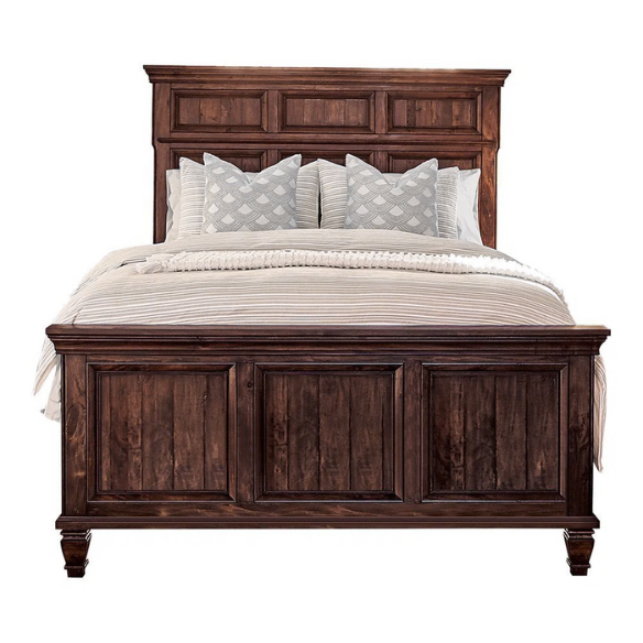 Old-World Charm Meets Glamour in 5-Piece Queen Bedroom Set – Rich Brown Finish with Crown Molding, Felt-Lined Drawers, and Built-In Outlets