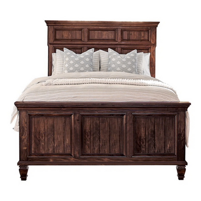 Old-World Charm Meets Glamour in 5-Piece Queen Bedroom Set – Rich Brown Finish with Crown Molding, Felt-Lined Drawers, and Built-In Outlets