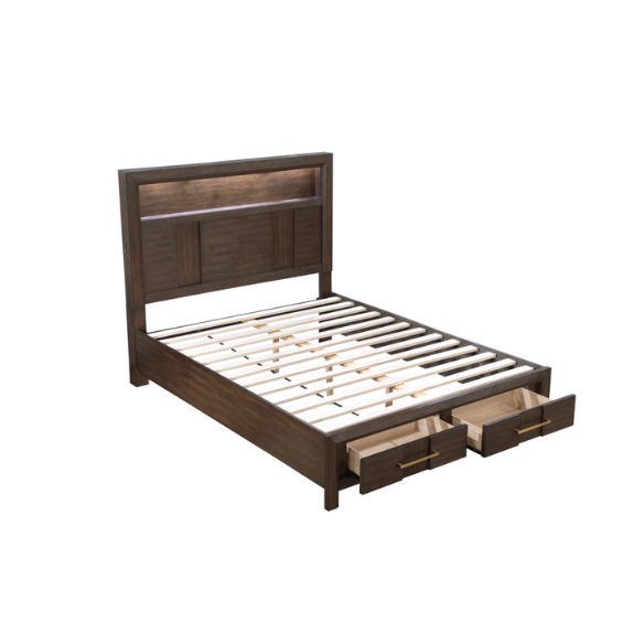 Elegant Platform Storage 4-Piece Queen Bedroom Set – Timeless Design with Modern Functionality, Includes Bed, Dresser, Mirror, and Nightstand