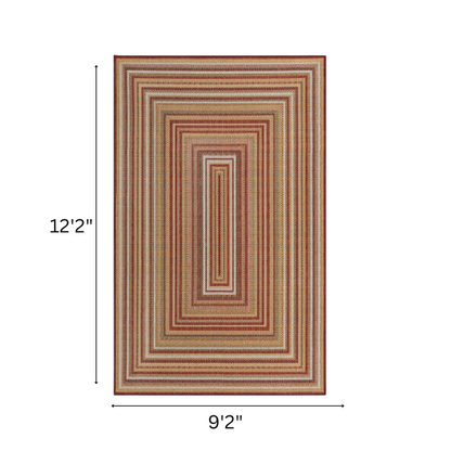 Coastal-Inspired Geometric Rug – Fade & Stain-Resistant, Burgundy,Ivory,Orange,Green,Blue Pattern, Ideal for Indoor/Outdoor Use