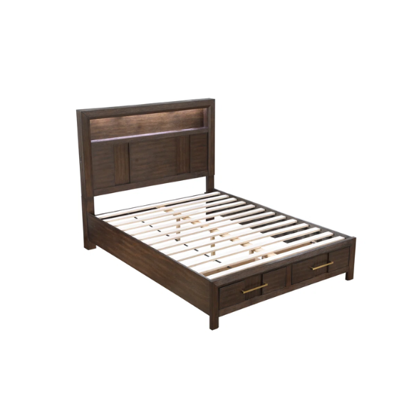 Elegant Platform Storage 4-Piece Queen Bedroom Set – Timeless Design with Modern Functionality, Includes Bed, Dresser, Mirror, and Nightstand