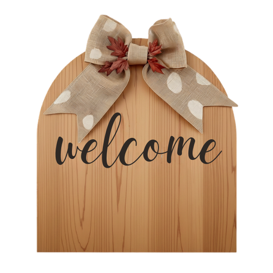Rustic Wooden Welcome Sign with Burlap Bow