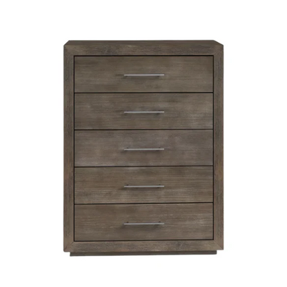 Rustic Mountain Retreat: Solid Wood Platform 4-Piece Bedroom Set – Low-Profile Bed, 9-Drawer Dresser, Nightstand, and Optional 5-Drawer Chest, Crafted from Pine Wood with Warm Finish and Natural Grain Variations for Cozy, Casual Elegance