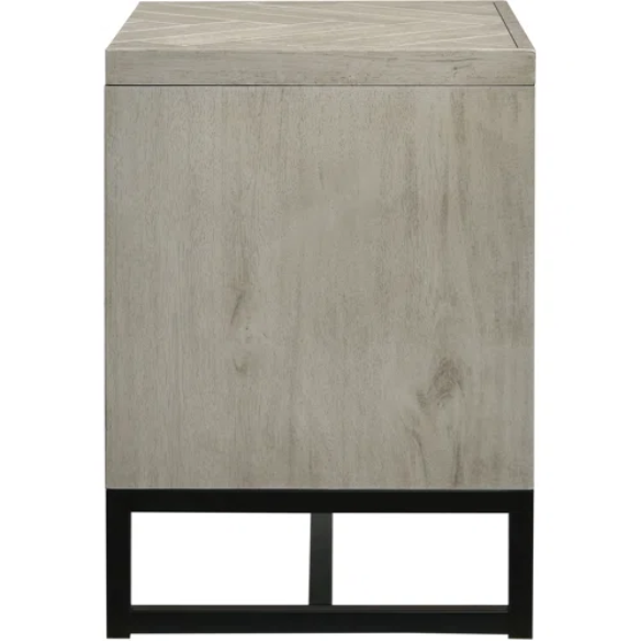 Industrial Mid-Century Modern Platform Bedroom Set with Herringbone Design Headboard – Stylish and Versatile