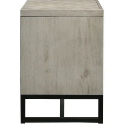 Industrial Mid-Century Modern Platform Bedroom Set with Herringbone Design Headboard – Stylish and Versatile