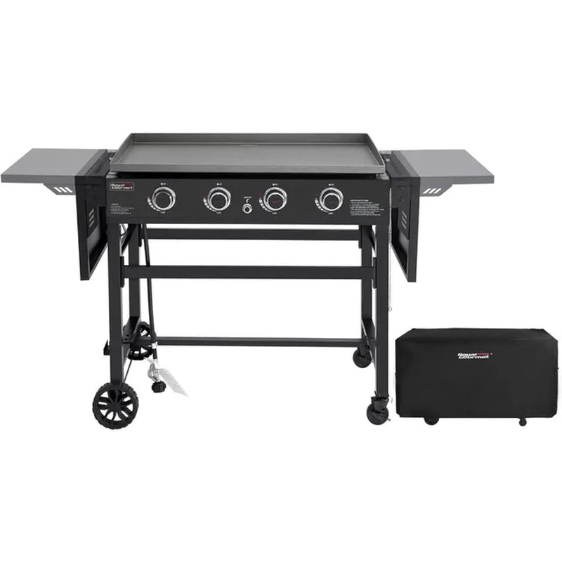 Royal Gourmet GB4001C 35-Inch Flat Top Griddle with Polyester Oxford Cover, 4-Burner Outdoor Propane Gas BBQ Grill, 52,000 BTU