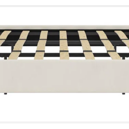 King Size Upholstered Wingback Platform Bed – Luxe Velvet Headboard with Vertical Tufting, Mid-Century Modern Design, and Space-Saving Wooden Frame