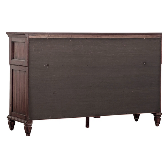 Old-World Charm Meets Glamour in 5-Piece Queen Bedroom Set – Rich Brown Finish with Crown Molding, Felt-Lined Drawers, and Built-In Outlets