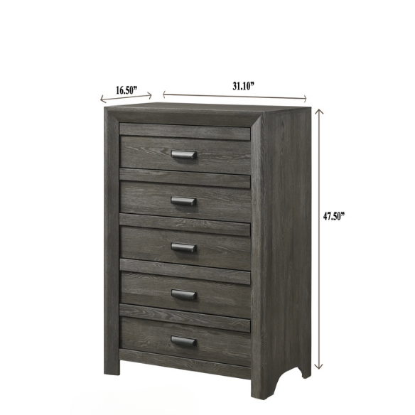 Panel Bedroom Set Special 5-Piece Queen Set – Timeless Elegance with Rich Brown Finish, Decorative Details, and Ample Storage