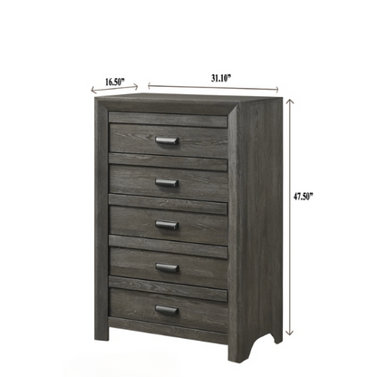 Panel Bedroom Set Special 5-Piece Queen Set – Timeless Elegance with Rich Brown Finish, Decorative Details, and Ample Storage