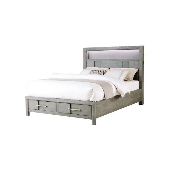 Elegant Platform Storage 4-Piece Queen Bedroom Set – Timeless Design with Modern Functionality, Includes Bed, Dresser, Mirror, and Nightstand