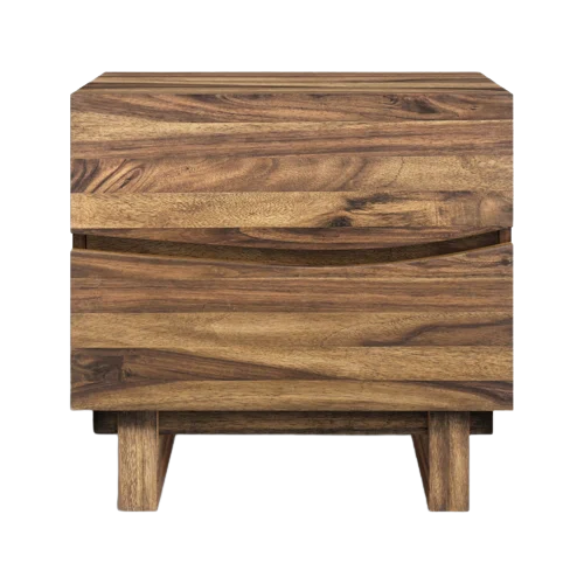 Boho-Inspired Configurable Bedroom Set with Bold Design, Solid Wood Construction, and Wavy Accents - Includes Platform Bed, Nightstand, and 6-Drawer Dresser in Rich Brown Finish